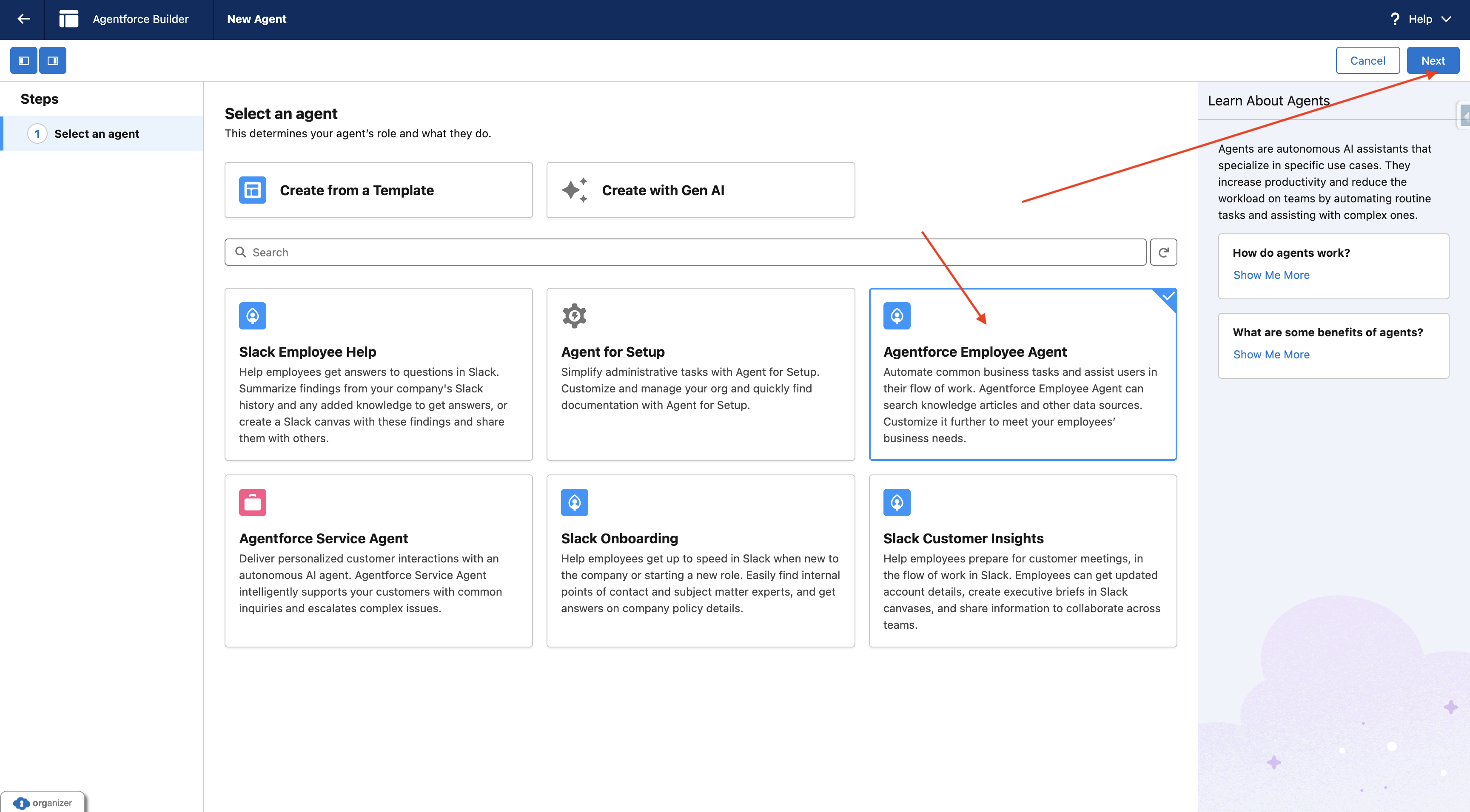 Create a new Employee Agent